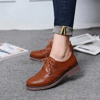 Ariari Femei Stil Britanic Oxford Pantofi Vintage Din Piele Barbati Pantofi De Moda Rotund Toe Dantela-Up Balerini Mocasini Liane