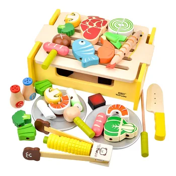 Jucărie Woo Copii din Lemn Gratar Pretinde Seturi de Joaca pentru Copii Prăjitor de pâine Băieți și Fete Simulat Bucătărie, GRĂTAR Jucarii