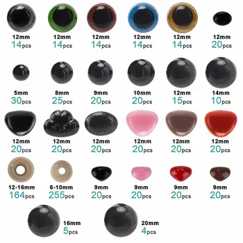 838 Pc-uri DIY de Plastic Colorate de Plastic, de Siguranță Ochii și Nasul În Diferite Dimensiuni pentru Papusi cu Șaibe pentru Papusa de Plus Jucarie Meserii