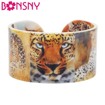 Bonsny Plastic Africa De Leopard, Panteră Brățări Brățări Animal Sălbatic Indian Ambarcațiunile De Bijuterii Pentru Femei Fete Adolescente Copil Cadou En-Gros