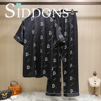 Siddons lenjerie de corp pentru bărbați pantaloni lungi din satin seturi de pijamale cu imprimeu floral sexy new sosire noapte frumoase costume pijamas seturi FIERBINTE