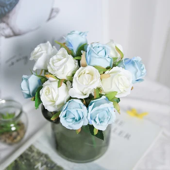 JAROWN 12 Capete de Trandafir Artificiale Buchete de Trandafiri de Simulare de Mătase Fals Flori de Nunta de Decorare cu Flori Decor Acasă Flores