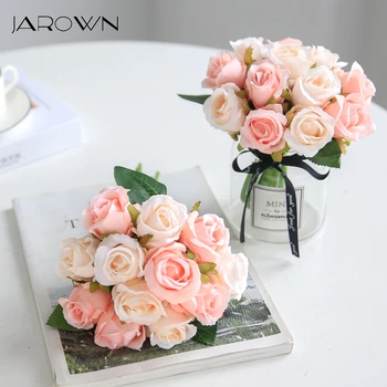 JAROWN 12 Capete de Trandafir Artificiale Buchete de Trandafiri de Simulare de Mătase Fals Flori de Nunta de Decorare cu Flori Decor Acasă Flores