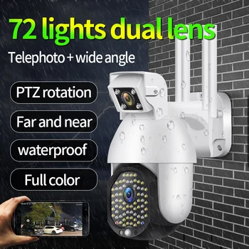 1080P PTZ Camera IP Dual Lens Wifi în aer liber Piesa Auto de Securitate Wifi Speed Dome 72LED Lumina Zoom Digital de Supraveghere CCTV