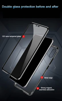 Caz Magnetic Pentru Xiaomi Mi 6X MiA2 Complet din Sticlă Călită Film Magnet Caz Acoperire Pentru xiaomi MI8 de Explorare versiunea caz