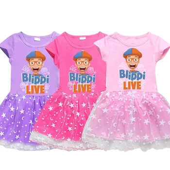 BLIPPI Vara Fete Printesa Tricou Alb cu Ochiuri de Tifon Patchwork Rochie de Copil Copilul Petrecere de Ziua de Desene animate Drăguț Haine