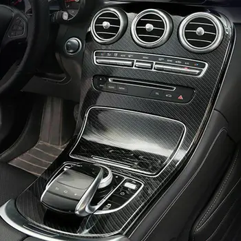 Fibra de Carbon Arata Masina ABS Consola centrala Panou Decor Capac Ornamental Pentru Benz C-Class W205 C180L C200 C300 2016 2017
