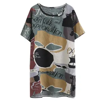 MISSKY Femei T-shirt de Vară cu mâneci Scurte Echipajul gât Imprimare Vrac Casual tricou Femei Topuri Noi 2020