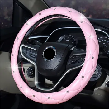 Capac Volan pentru femei diamond Decor de Direcție Auto Cover pink accesorii auto pentru fete Blingbling Drăguț 37/38cm 15 