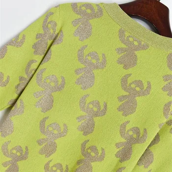 Brand de lux de Designer Pulovere Tricotate pentru Femei O de Gât Fir de Aur de Foraj la Cald, Desene animate Pulover Tricotate