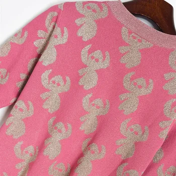 Brand de lux de Designer Pulovere Tricotate pentru Femei O de Gât Fir de Aur de Foraj la Cald, Desene animate Pulover Tricotate