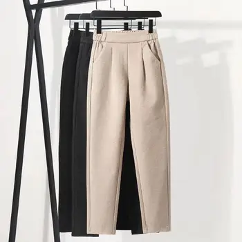 Wavsiyier Pantaloni Talie Inalta Femei Stil Largi Picior De Toamna Casual Elastică De Lână Haren Gâfâi Costum Pantaloni-Coreean 2020 Drept Solid