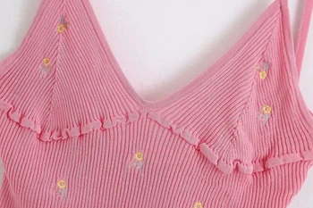 ZXQJ femei tricotate, topuri rezervor de vară 2020 doamnelor moda dulce floral topuri elegante de sex feminin subțire de tricotat topuri firls chic tricotaje