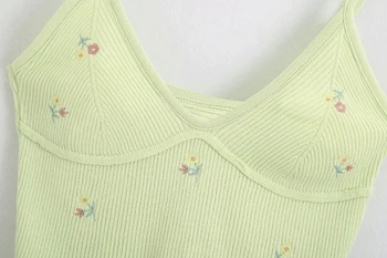 ZXQJ femei tricotate, topuri rezervor de vară 2020 doamnelor moda dulce floral topuri elegante de sex feminin subțire de tricotat topuri firls chic tricotaje