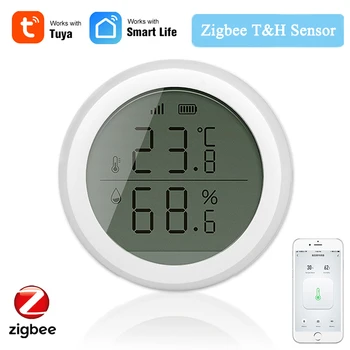 Tuya Inteligent Zigbee Inteligent de Temperatură Și Senzor de Umiditate Cu Ecran LED Display de Alimentare de la Baterie Pentru Zigebee Smart Home Securuty