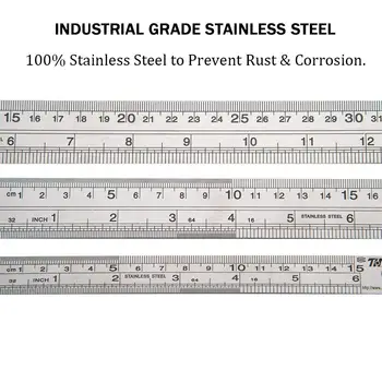 Cald-Oțel Inoxidabil Riglă riglă Riglă de Metal Set Pentru Birou de Inginerie Și Școala de 16 inch(40 cm) + 12 inch(30cm) + 6 am