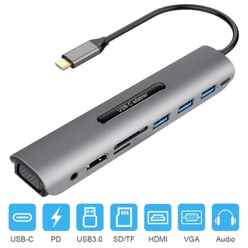 USB de Tip C HUB pentru HDMI, RJ45 Lan Multi USB 3.0 PD Adaptor la 4K 30HZ USB-C HUB Pentru MacBook Pro Air Dock USBC de Tip c HUB Splitter