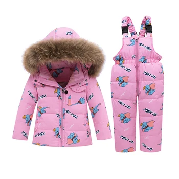 IYEAL Cald Iarna pentru Copii seturi de Îmbrăcăminte de Blană Fetita Hanoracul Jos Snowsuit Copii Costum de Schi pentru Copii jachete Jos+Salopeta