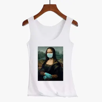 Mona Lisa Amuzant Femei Topuri Sexy Spoof Moda de Vara Casual Estetic Feminin fără Mâneci T-shirt Tumblr Tricou Vogă Vara 2020