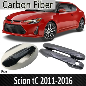 Fibra de Carbon negru pentru Scion tC AT20 20 2011 2012 2013 2016 Mânerul Ușii de Acoperire Autocolant Decoratiuni Accesorii Auto