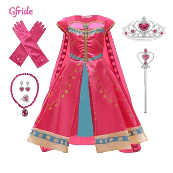 Jasmine Printesa Rochie pentru Fete Aladdin Copii de Craciun Jasmine Încoronare Costum Toddle Copil Arab Haine de Performanță Costum