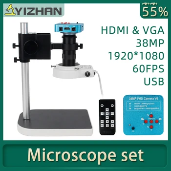 HDMI 1080P VGA microscop digital pentru lipit electronice 130X 38MP microscop aparat de fotografiat USB LED Lumină Inel de reparații profesionale