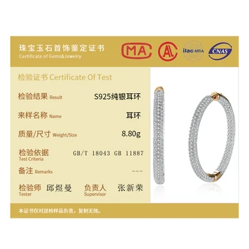 AGLOVER de Lux AAA Zircon 34mm Argint 925 cu Aur de 18K Farmecul Rotund Cercei Pentru Femei de Moda de Logodna Bijuterii