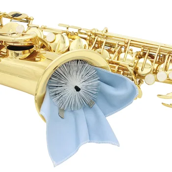 Alto Saxofon Tenor Saxofon Gât Trage Prin Cârpă Din Microfibră Tampon Cu Perie Albastru