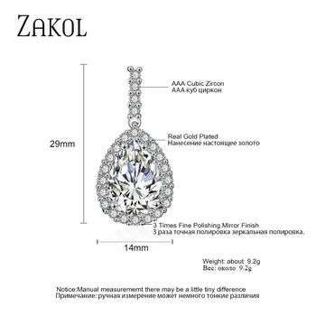 ZAKOL AAA Cubic Zirconia Clasic Mare Picătură de Cristal Cercei de Mireasa de Lux de Nunta de Cercei pentru Femei Bijuterii en-Gros FSEP2104