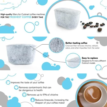 12 bucăți de Cărbune Filtre de Apa pentru Cuisinart - Elimină Clorul, Mirosurile De Apă pentru Mașini de Cafea Cuisinart