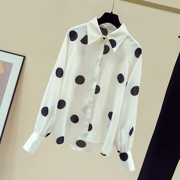Polka Dot Shirt Liber Casual Slim coreean Elegant OL Bluza Toamna anului Nou Șifon Bluza Femei cu Maneci Lungi Tricou Blusas 11145