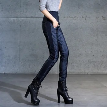 Noua Moda 4XL Marime Mare pentru Femei de Iarnă Creion Pantaloni cu Talie Înaltă în Jos Bumbac Căptușit Pantaloni Cald Pentru Femei Slim Pantaloni Casual