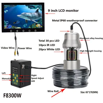 9 Inch 20m Pescuit Subacvatic cu Camera Video Pește Finder IP68 Impermeabil 38 Led-uri de 360 de Grade de Rotație aparat de Fotografiat