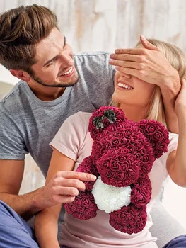 Rose Urs Flori Artificiale De Trandafiri Ursuleț De Pluș Unicorn-A Aniversare De Craciun Valentine Cadou Pentru Prietena Decor De Nunta