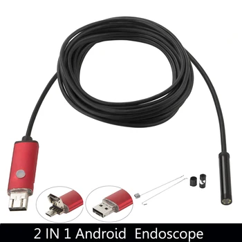 HD 7mm 2m Endoscop Android aparat de Fotografiat Lentilă Șarpe Tub de Inspecție Mașină Camera Endoscop USB Flexibil Camera IP67 rezistent la apa