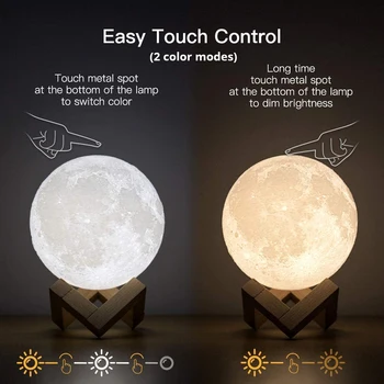 Luna Lampă de Imprimare 3D Lumina de Noapte 2 Culoare Reîncărcabilă LED Masă Lampă Home Decor Creativ Atingeți Comutatorul Creativ Cadou de Crăciun