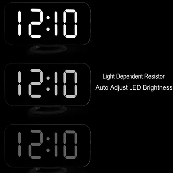 LED Ceas cu Alarma Clasic Dual USB Telefon Mobil baterie Reîncărcabilă Digital Creative Oglindă Simplu Cadou de Inducție cu Reglaj Electronic