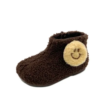 2020 de Iarnă Pantofi pentru Copii Lambswool Prima Pietoni Copilul Băiat Fată Adidași Smiley Drăguț Non-alunecare Pantofi pentru Sugari 15-25