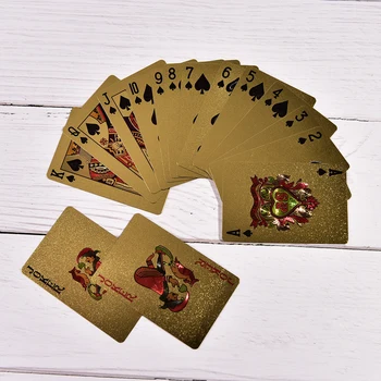 1 Set Folie de Carti de Joc Texas Hold ' em Poker Folie de aluminiu Placat cu Carte de Poker Amuzante de Înaltă calitate jocuri de Aur 87*0.32*57mm