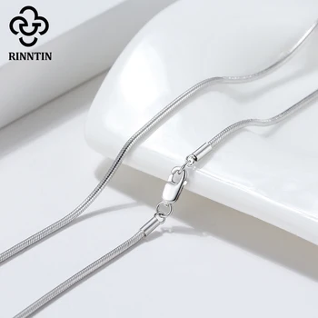 Rinntin Argint 925 Gros Diamant tăiat Figaro Lanț Colier 40cm Șarpe Lanț Femei Bărbați Lanț de Bijuterii SC30