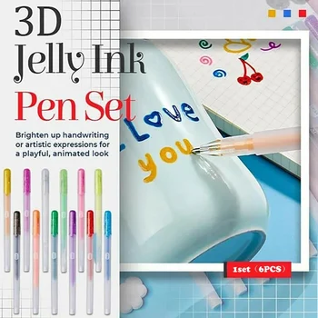 6 Buc/Set Impermeabil 3D Lucioasă Jeleu Gel Ink Pen Set Lumineze Scrisul Consistent Fluxul de Cerneală Stilou Gel De Exprimare Artistică