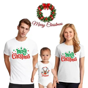 De crăciun, Haine pentru Copii Tricou cu Maneci Scurte din Bumbac Romper de potrivire de familie tinutele Mama, Tata Și Copilul Tinutele de Crăciun Pentru Copii