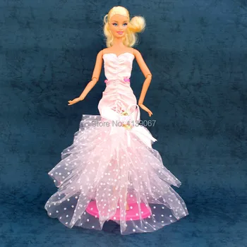 O Mulțime 5 Buc Manual Papusa De Seara, Rochie De Petrecere Costum De Haine De Moda Rochie De Dantelă Flori Fusta Pentru 1/6 Barbie Kurhn Papusa Gratuit Nava