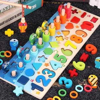 Montessori Jucarii Din Lemn Pentru Copii De Colorat Bord Matematica Pescuit Numere Numere De Potrivire Formă Digitală Devreme Jucarii Educative Pentru Copii