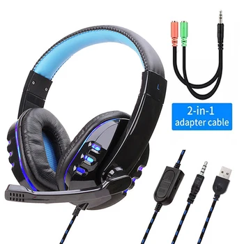 Lumina LED-uri Stereo Gaming Headset Wired Joc de Căști Cu Microfon, Control Volum Pe Cap Căști Pentru PS4/XBOX/PC Gamer Fones