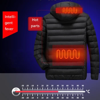 Barbati Femei Încălzită în aer liber Parka Coat USB Baterie Electrică de Încălzire cu Capișon Jachete de Iarna Cald Sacou Termică