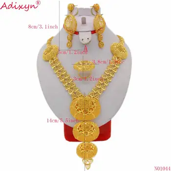 Adixyn(cinci desigh)Moda Lung Colier/Cercei/Inel Set de Bijuterii pentru Femei de Culoare de Aur Arabe Bijuterii Accesorii de Nunta N01044