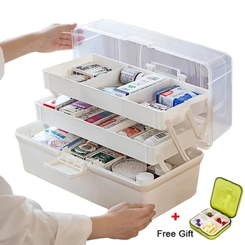 Plastic Cutie de Depozitare Medicale Cutie Organizator 3 Straturi Multi-Funcțional Portabil Cabinet de Medicina de Familie Kit de Urgență containere