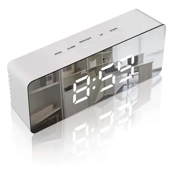 De Vânzare la cald LED Oglindă Ceas Deșteptător Creative Birou Ceasuri Data de Afișare Temperatura Ornamente pentru Masă Dormitor Desktop Acasă Decoratiuni