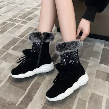 2021 Noi Femei Cizme de Zapada pentru Femei de Iarnă de Blană, Pantofi de Cald Femeie Platforma Scurt Glezna Cizme de Moda de sex Feminin rezistent la apa Caldă Papuceii
